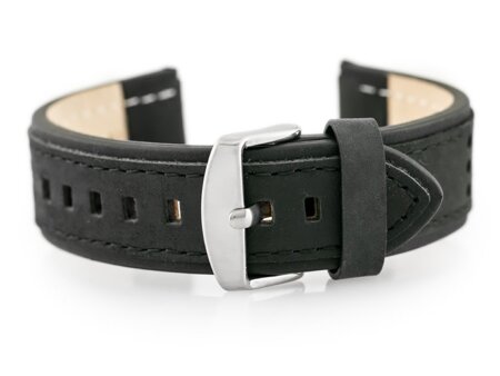 W80 leather watch strap - black - 22mm