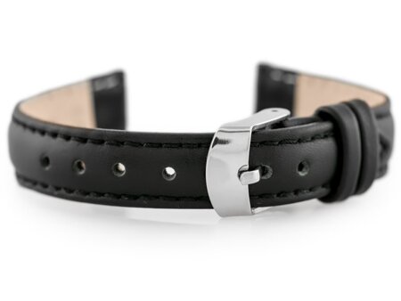 W83 leather watch strap - black - 16mm