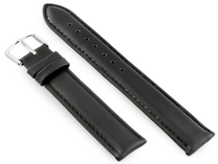 W83 leather watch strap - black - 22mm