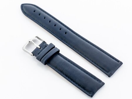 W83L leather watch strap - navy blue - 16mm