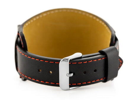 W85 leather watch strap - washer - black/red - 20mm