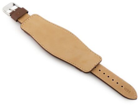 W85 leather watch strap - washer - brown - 22mm