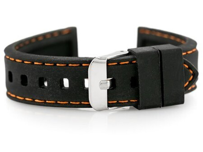 U20 rubber watch strap - black/orange 20mm