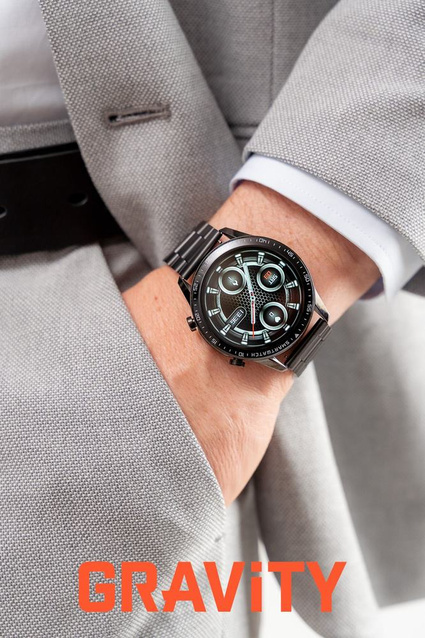 SMARTWATCH MĘSKI GRAVITY GT10-1 - AMOLED, DODATKOWY PASEK (sg046a)
