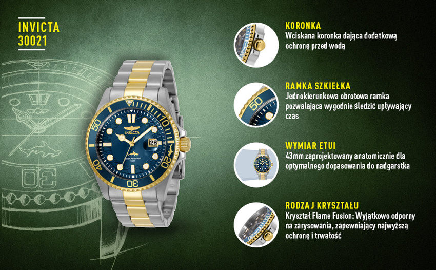 INVICTA PRO DIVER 30021 MEN'S WATCH - WR100, 43mm case (zv011b)