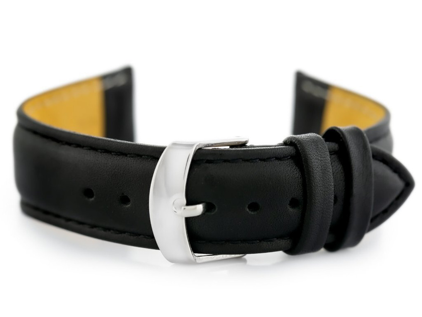 W83L leather watch strap - black - 24mm