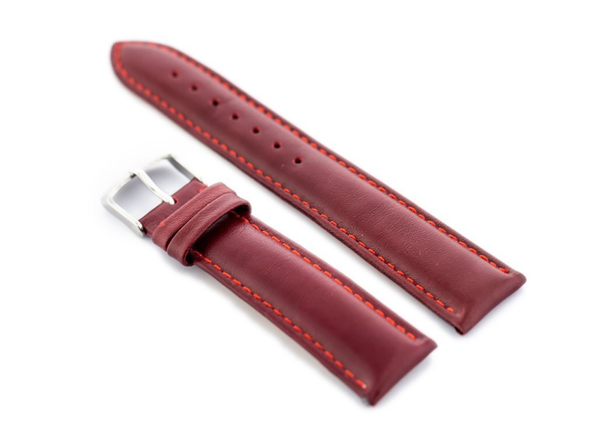 W83L leather watch strap - maroon - 18mm