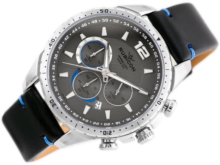 ZEGAREK MĘSKI RUBICON RNCD98 - CHRONOGRAF (zr095c) black/silver