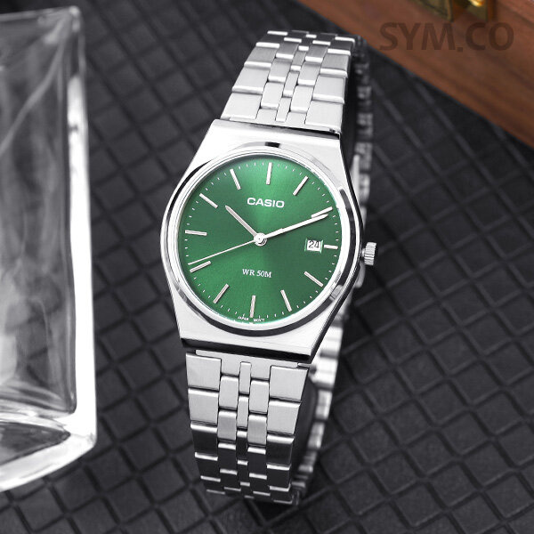 カシオ　MTP-B145D-3A Casio Standard MTP-B145D-3A Analog Stainless Steel Green