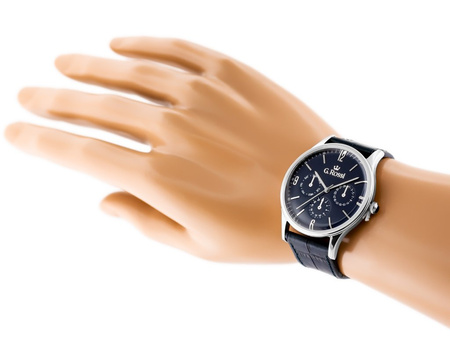 ZEGAREK G. ROSSI - 10737A-6F1 (zg258e) blue/silver + BOX