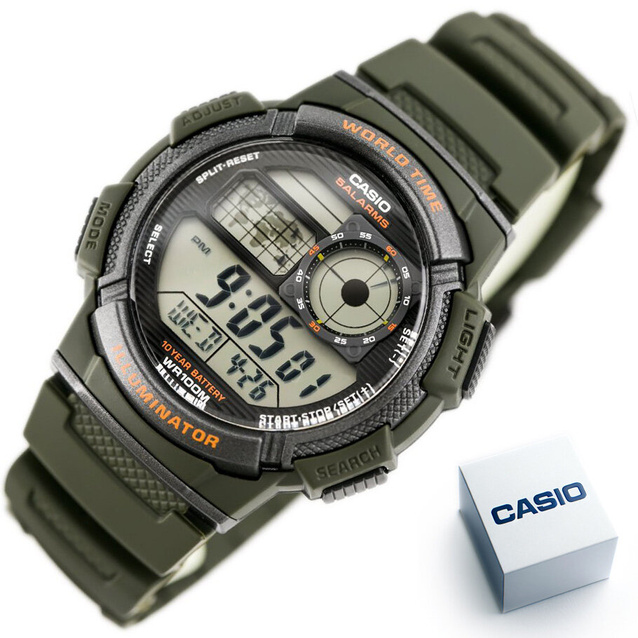 CASIO MEN'S WATCH AE-1000W 3AVDF (zd073b) - WORLD TIME + BOX