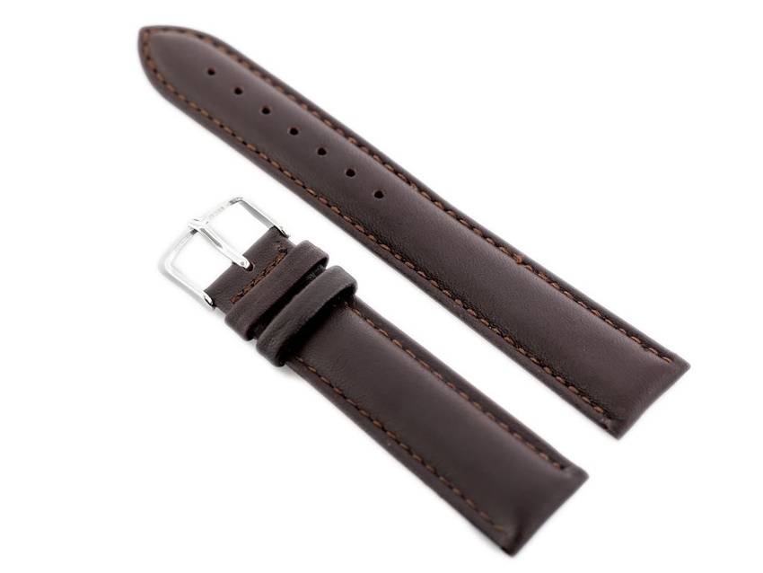 W83L leather watch strap - dark brown - 24mm