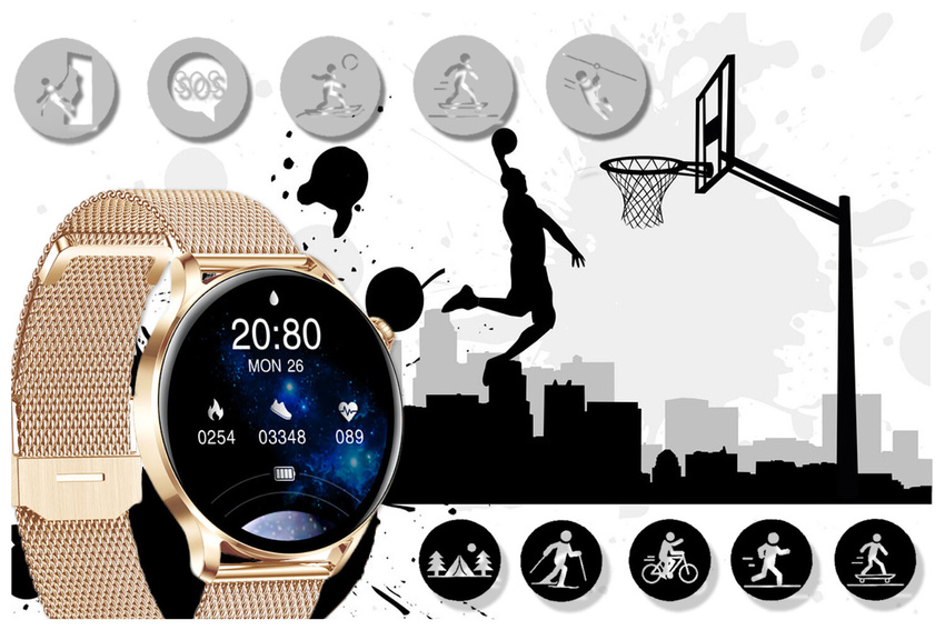 SMARTWATCH DAMSKI Rubicon RNCE81 - WYKONYWANIE POŁĄCZEŃ, PULSOKSYMETR (sr045b)