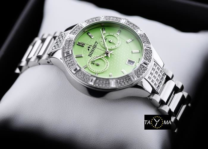 BISSET BSBE18 WOMEN'S WATCH - silver/green (zb547a)