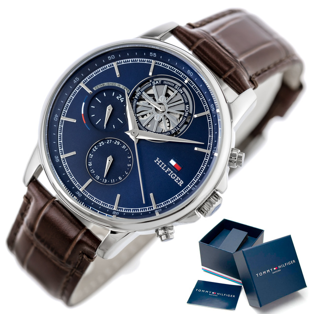 TOMMY HILFIGER MEN'S WATCH 1710629 Steward Open Heart + BOX