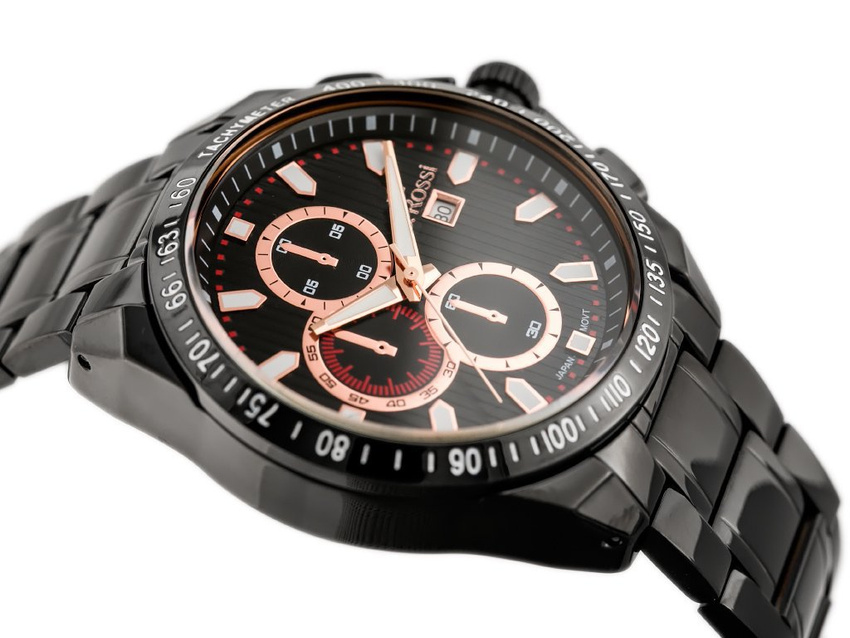 MEN'S WATCH G. ROSSI - BLUES (zg094g) black/rose + BOX