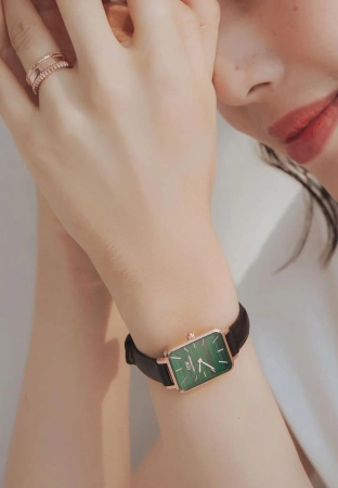 ZEGAREK DAMSKI DANIEL WELLINGTON DW00100439 - Quadro Pressed Sheffield Gold Emerald 32mm + BOX