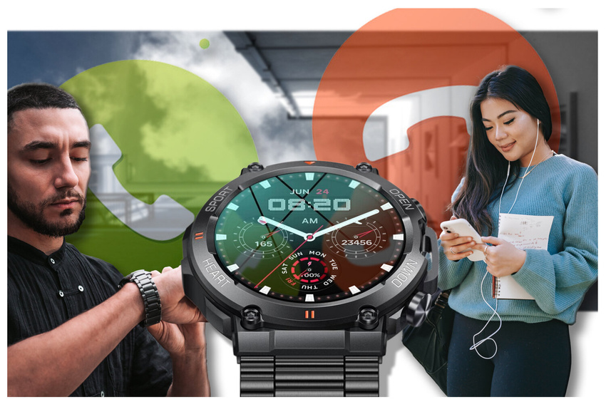 SMARTWATCH MĘSKI GRAVITY GT7-2 PRO - WYKONYWANIE POŁĄCZEŃ, PULSOKSYMETR (sg018b)