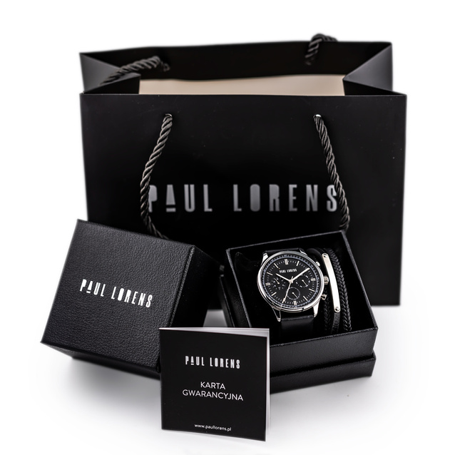PAUL LORENS MEN'S PRESENT SET - Watch + Bracelet (zg362e)