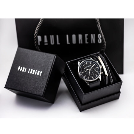 PAUL LORENS MEN'S PRESENT SET - Watch + Bracelet (zg362e)
