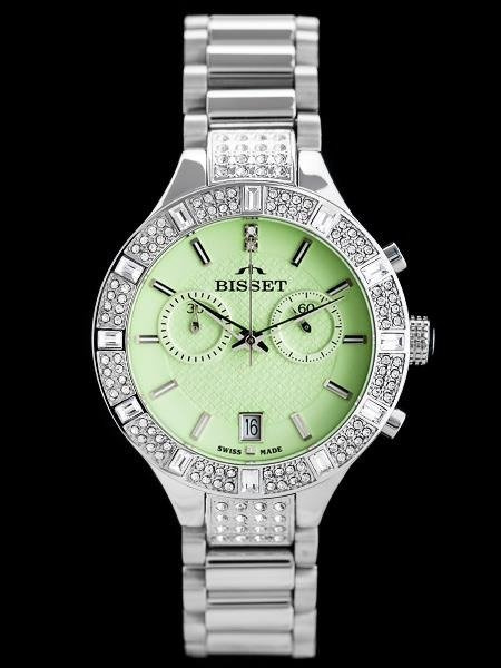 BISSET BSBE18 WOMEN'S WATCH - silver/green (zb547a)