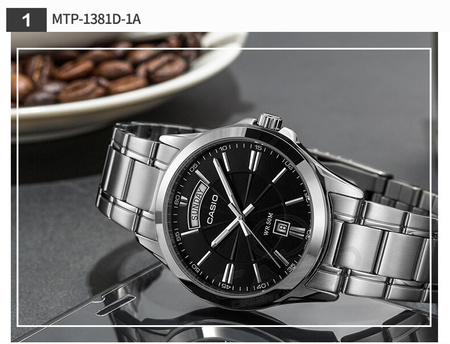CASIO MEN'S WATCH MTP-1381D-1AVDF (zd076a) + BOX