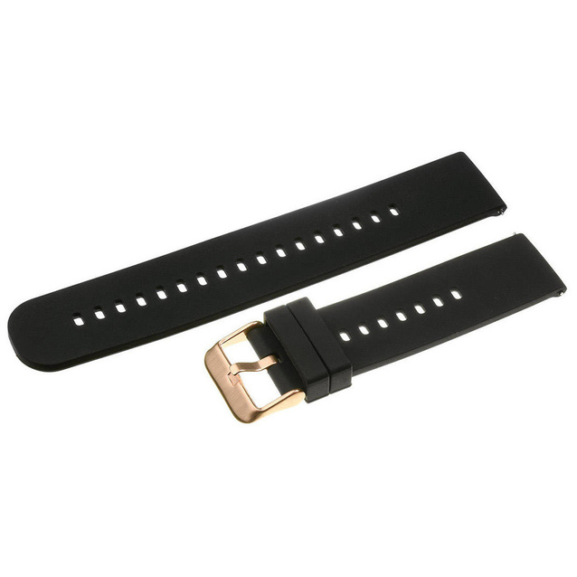 U27 rubber watch strap - black/rosegold - 18mm