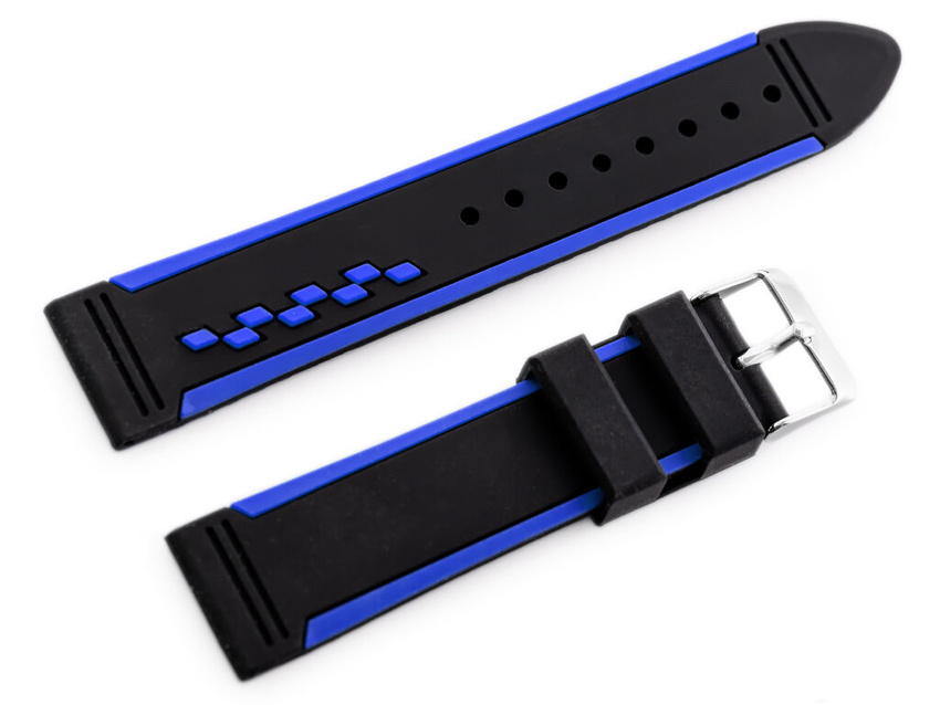 U06 rubber watch strap - black/black - 20mm