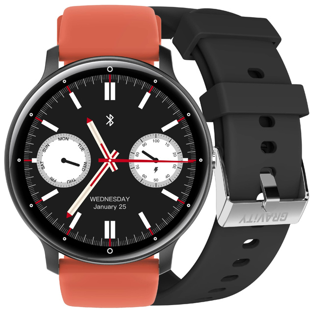 SMARTWATCH UNISEX GRAVITY GT1-3 PRO - ROZMOWY BLUETOOTH, DODATKOWY PASEK (sg027c)