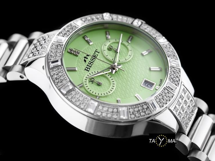 BISSET BSBE18 WOMEN'S WATCH - silver/green (zb547a)