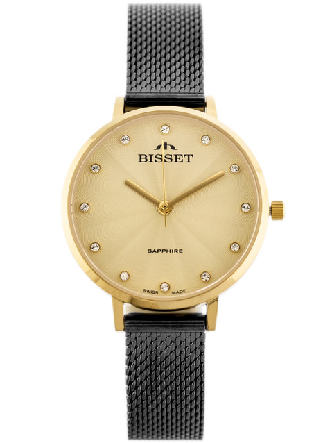 ZEGAREK DAMSKI BISSET BSBF30 (zb578p) - SZAFIROWE SZKŁO