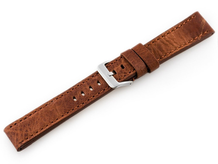 Watch leather strap W48 - PREMIUM - dark brown I - 20mm