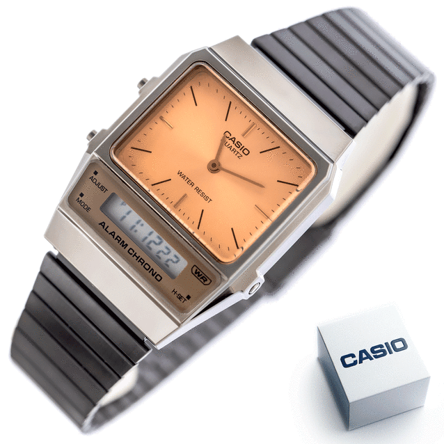 ZEGAREK UNISEX CASIO Vintage Dual Time AQ-800ECGG-4ADF + BOX