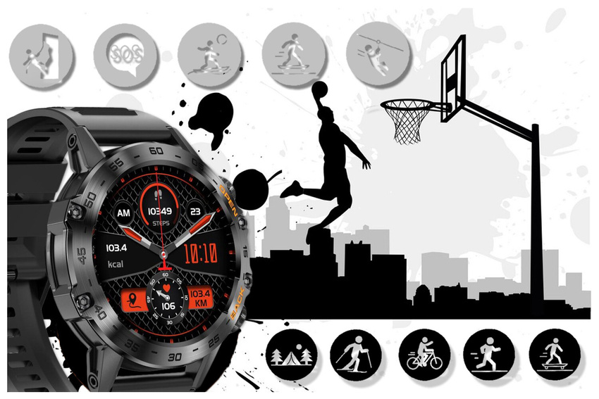 SMARTWATCH MĘSKI GRAVITY GT9-1 - WYKONYWANIE POŁĄCZEŃ, CIŚNIENIOMIERZ (sg021a)