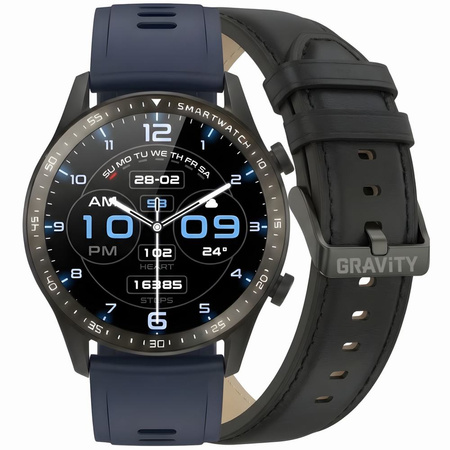 SMARTWATCH MĘSKI GRAVITY GT10-5 - AMOLED, DODATKOWY PASEK (sg046e)