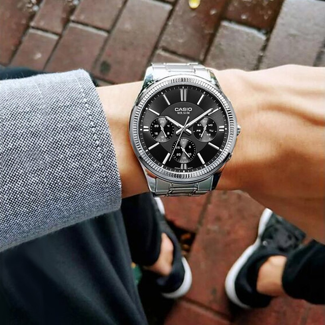 CASIO MEN'S WATCH MTP-1375D-1AVDF (zd112b) + BOX