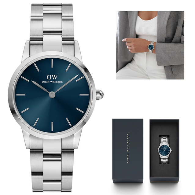 DANIEL WELLINGTON WOMEN'S WATCH DW00100457 Iconic Link Arctic 28mm Blue