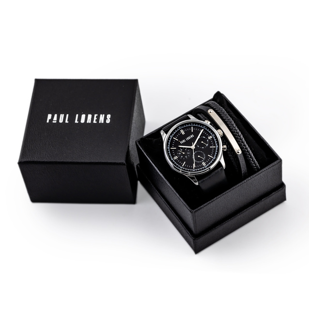 PAUL LORENS MEN'S PRESENT SET - Watch + Bracelet (zg362e)