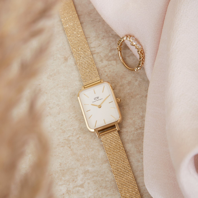 ZEGAREK DAMSKI DANIEL WELLINGTON Quadro Pressed Evergold 20mm DW00100556 + BOX (zw520a)