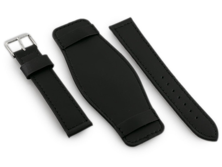 W85 leather watch strap - washer - black - 18mm