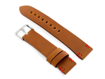 W110 leather watch strap - brown/red - 22mm