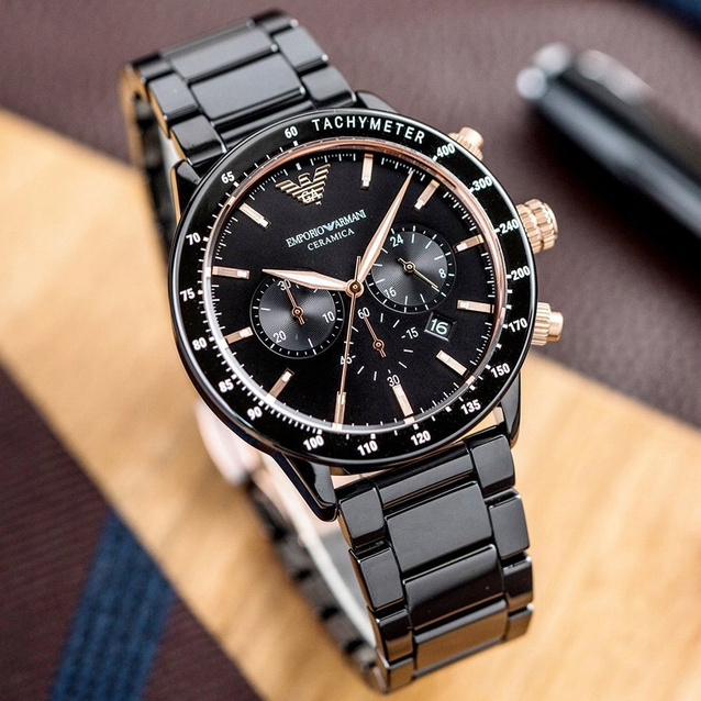 EMPORIO ARMANI MEN'S WATCH AR70002 - MARIO - CERAMIC (zi022a)