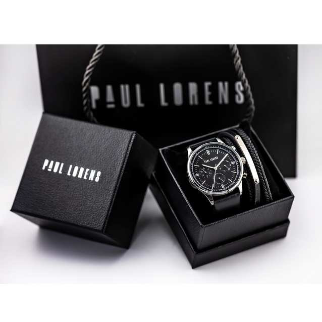 PAUL LORENS MEN'S PRESENT SET - Watch + Bracelet (zg362e)