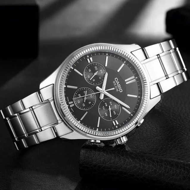 CASIO MEN'S WATCH MTP-1375D-1AVDF (zd112b) + BOX