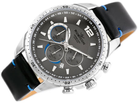 ZEGAREK MĘSKI RUBICON RNCD98 - CHRONOGRAF (zr095c) black/silver