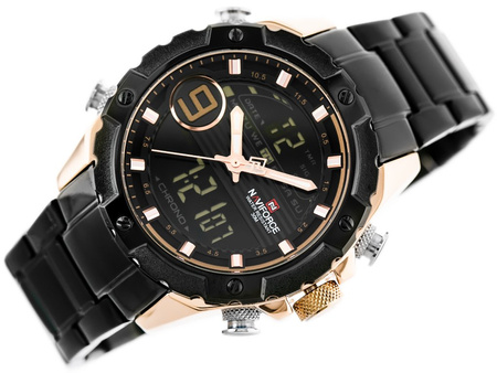 ZEGAREK MĘSKI NAVIFORCE - NF9146S (zn089c) - black/rosegold + BOX