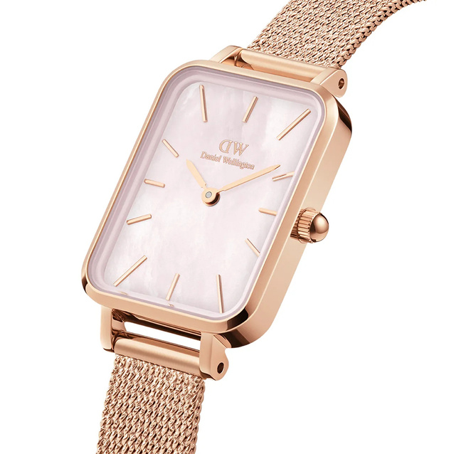 ZEGAREK DAMSKI DANIEL WELLINGTON Quadro Pressed Melrose Pearl 20mm DW00100510 + BOX (zw505o) 