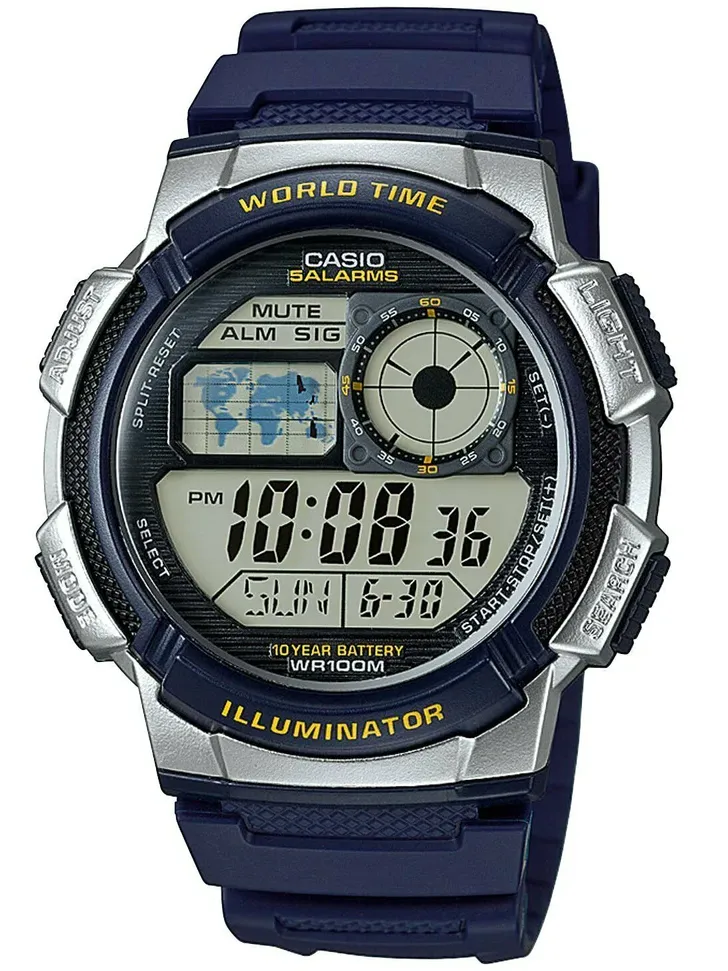 ZEGAREK MĘSKI CASIO AE-1000W 2AV (zd073e) - WORLD TIME + BOX
