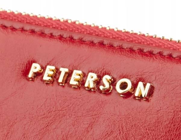 Duży skórzany portfel damski typu piórnik z paskiem na nadgarstek - Peterson