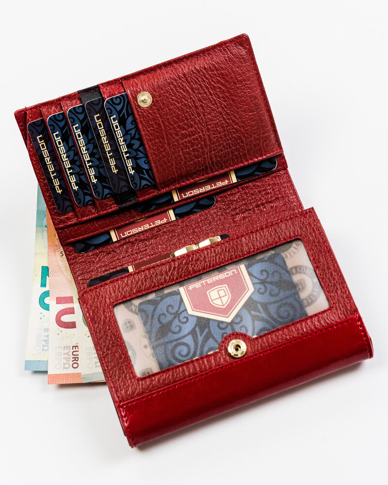 Elegancki portfel damski ze wzorem wężowej skóry RFID - Peterson